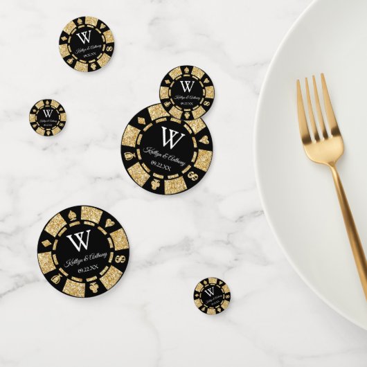 Gold Glitter Poker Chip Casino Wedding Confetti (Groep)