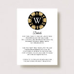 Gold Glitter Poker Chip Casino Wedding Detail Informatiekaartje<br><div class="desc">Viel in stijl met dit trendy casino met de trouwdetailkaarten. Het ontwerp is gemakkelijk te personaliseren met je eigen formulering en je familie en vrienden zullen enthousiast zijn als ze deze geweldige bruiloft-insteekkaarten ontvangen.</div>