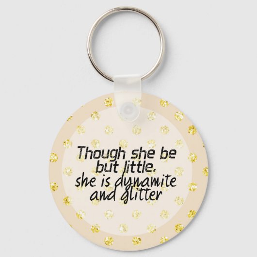 Gold Glitter Polka Dot Shakespeare Quote Sleutelhanger (Voorkant)