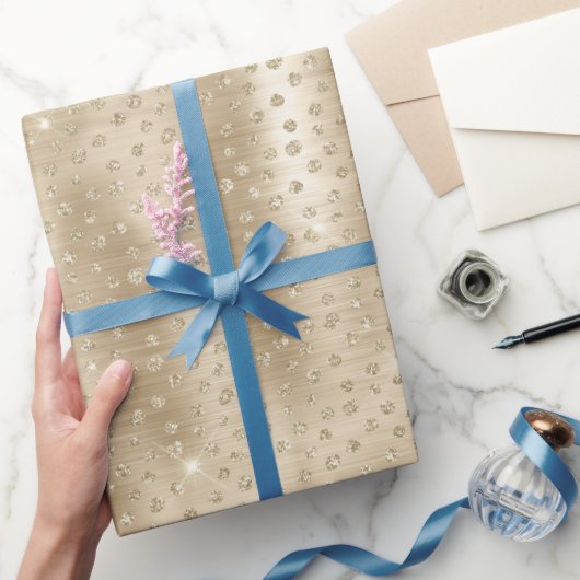 Gold Glitter Polka Dot Spotty Wrapping Paper Cadeaupapier (Geschenken)