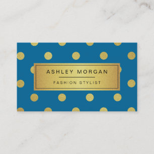 Gold Glitter Polka Dots - Classy Royal Blue Visitekaartje