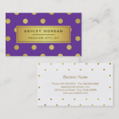 Gold Glitter Polka Dots - Girly Lavender Paars Visitekaartje (Voorkant / Achterkant)