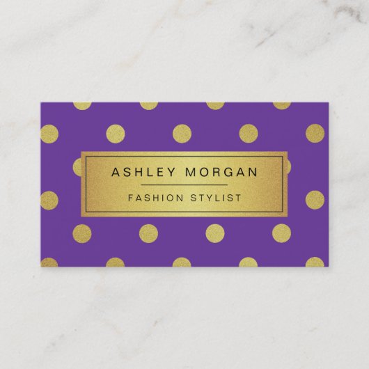 Gold Glitter Polka Dots - Girly Lavender Paars Visitekaartje (Voorkant)
