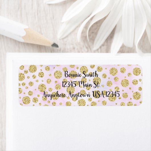 Gold Glitter Polka Dots Label (Insitu)