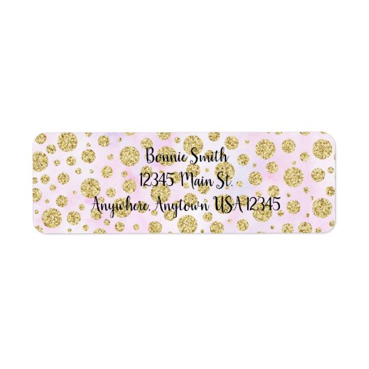 Gold Glitter Polka Dots Label (Voorkant)