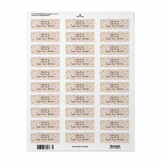 Gold Glitter Polka Dots Label (Full Sheet)
