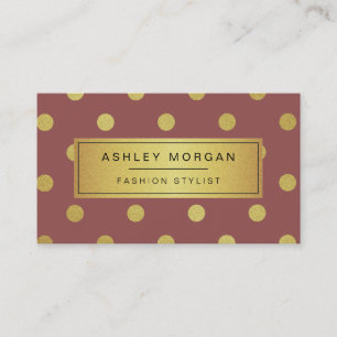 Gold Glitter Polka Dots - Marsala Red Wine Color Visitekaartje