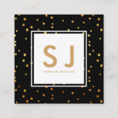 Gold Glitter Polka Dots Modern Interior Designer Vierkante Visitekaartje (Voorkant)