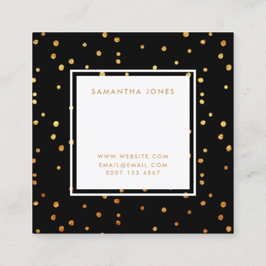 Gold Glitter Polka Dots Modern Interior Designer Vierkante Visitekaartje (Achterkant)