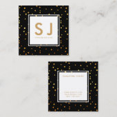 Gold Glitter Polka Dots Modern Interior Designer Vierkante Visitekaartje (Voorkant / Achterkant)