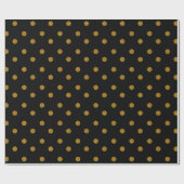 Gold Glitter Polka Dots op Solid Black Cadeaupapier (Vlak)