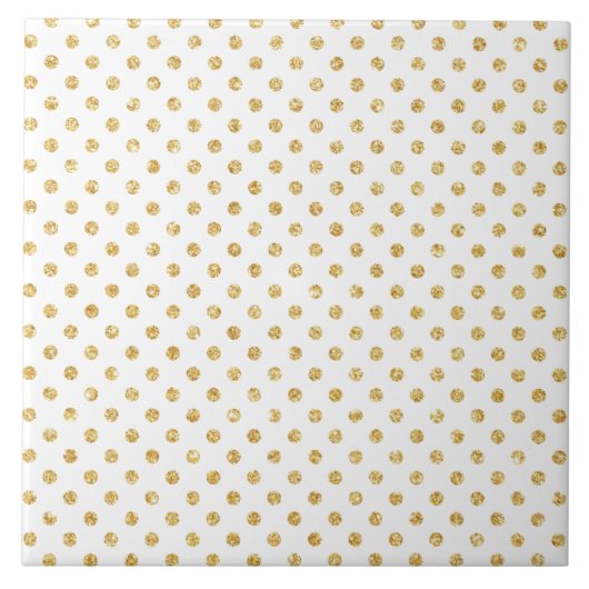 Gold Glitter Polka Dots Pattern Tegeltje (Voorkant)