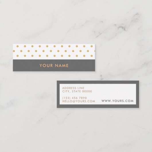 Gold Glitter Polka Dots Stylish Mini Visitekaartje (Voorkant / Achterkant)