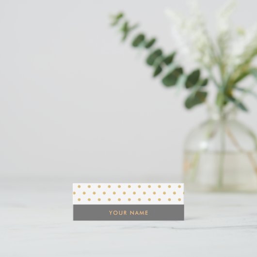 Gold Glitter Polka Dots Stylish Mini Visitekaartje (Staand voorkant)
