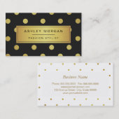 Gold Glitter Polka Dots - Trendy Black White Visitekaartje (Voorkant / Achterkant)