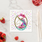 Gold Glitter Polka Dots Unicorn Birthday Party Servetten (Insitu)