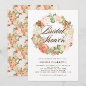 Gold Glitter Pompoenen Krans Herfst Vrijgezellenfe Kaart (Voorkant / Achterkant)