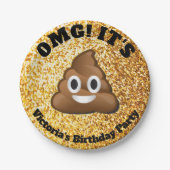 Gold Glitter Poop Emoji Paper-Borden Papieren Bordje (Voorkant)