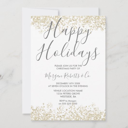 Gold Glitter Prettige feestdagen of kerstfeest Kaart (Voorkant)