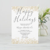 Gold Glitter Prettige feestdagen of kerstfeest Kaart (Staand voorkant)