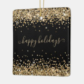 Gold Glitter Prettige feestdagen Sparkle Shine Bla Keramisch Ornament (Links)