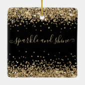 Gold Glitter Prettige feestdagen Sparkle Shine Bla Keramisch Ornament (Achterkant)