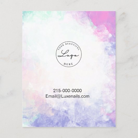 Gold Glitter Price List Flyers voor Nail Salon (Achterkant)