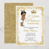 Gold Glitter Prince Baby shower uitnodiging (Voorkant / Achterkant)