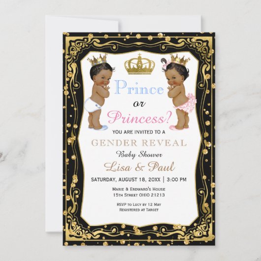 Gold Glitter Prince of Princess Gender Reopenbaart Kaart (Voorkant)