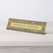 Gold Glitter Print Bureau Naambordje (Voorkant)