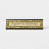 Gold Glitter Print Bureau Naambordje (Voorkant)