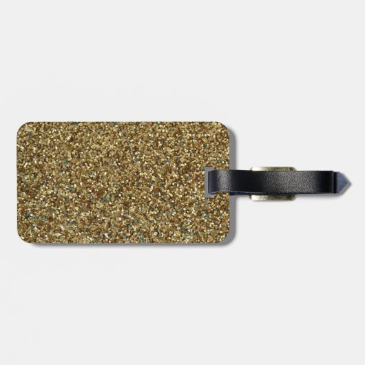 Gold Glitter Print Metallic Bagagelabel (Achterkant horizontaal)