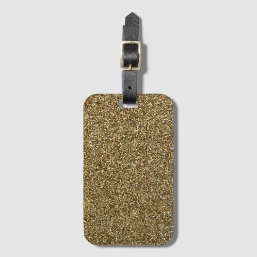 Gold Glitter Print Metallic Bagagelabel (Voorkant (verticaal))
