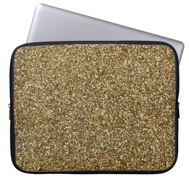 Gold Glitter Print Metallic laptophoes Laptop Sleeve (Voorkant)