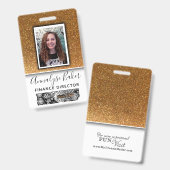Gold Glitter Professional CNA Zurse Dr. Fotonaam Badge (Voor- en achterkant)