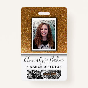 Gold Glitter Professional CNA Zurse Dr. Fotonaam Badge