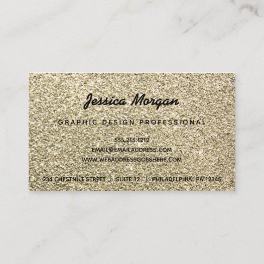 Gold Glitter Professionele Visitekaartjes (Achterkant)