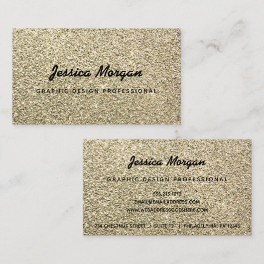 Gold Glitter Professionele Visitekaartjes (Voorkant / Achterkant)