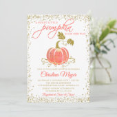 Gold Glitter Pumpkin Herfst Baby shower Kaart (Staand voorkant)