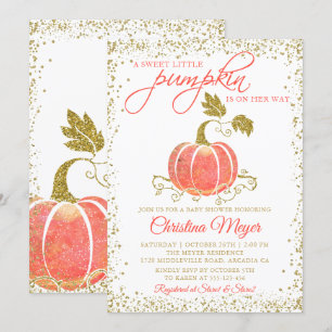 Gold Glitter Pumpkin Herfst Baby shower Kaart