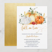 Gold Glitter Pumpkin Herfst in Love Vrijgezellenfe Kaart (Voorkant / Achterkant)