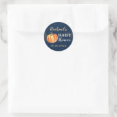 Gold Glitter Pumpkin Navy Blue Baby shower Ronde Sticker (Tas)