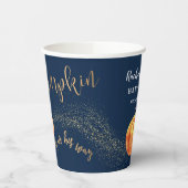 Gold Glitter Pumpkin Navy Blue Boy Baby shower Papieren Bekers (Links)