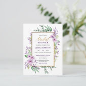 Gold Glitter Purple Flowers Script Vrijgezellenfee Uitnodiging Briefkaart (Staand voorkant)