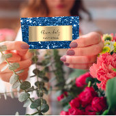 Gold Glitter QR Code Logo Beauty Glam Blue Beauty Visitekaartje