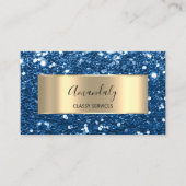 Gold Glitter QR Code Logo Beauty Glam Blue Beauty Visitekaartje (Voorkant)