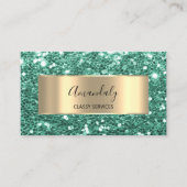 Gold Glitter QR Code Logo Mint Green Emerald Busi Visitekaartje (Voorkant)