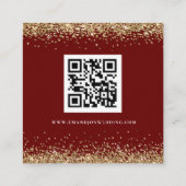 Gold Glitter QR Code Weddenschap Bourgogne Online Informatiekaartje (Achterkant)