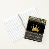 Gold Glitter Queen en Princess Crown Notitieboek (Binnen)