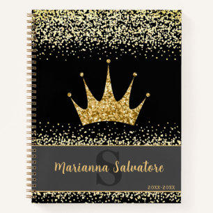 Gold Glitter Queen en Princess Crown Notitieboek